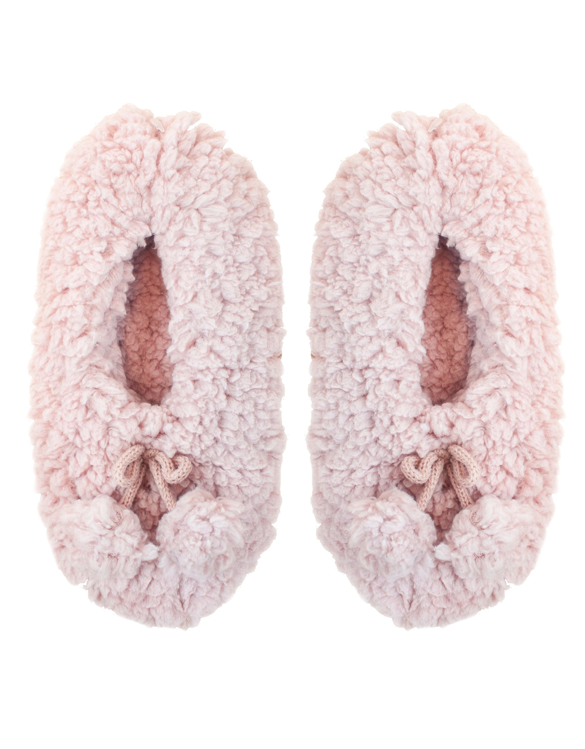 Cozy Sherpa Pompom Slippers Pink Fluffy Comfort Home Shoes